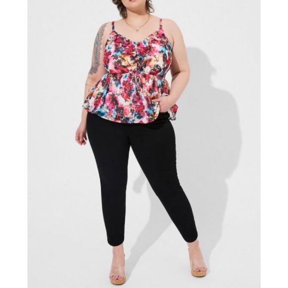 🆕 Floral Chiffon Clip Dot Ruffle Tie Waist Tank Top 3 3X 22 24 NWT Torrid New! - Picture 2 of 6